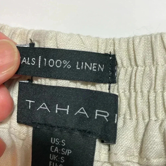 Tahari 100% linen beige shorts size small - Picture 5 of 6